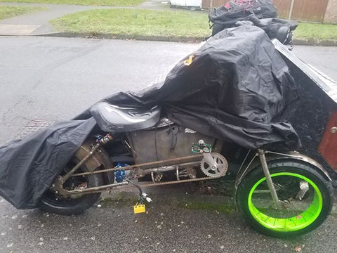 btr waterproof bicycle cover on motorbike