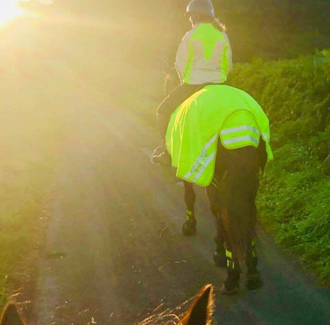 high vis and reflective jacket from BTR worn on a horse rider, equestrian