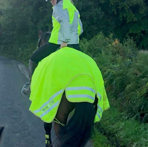 high vis and reflective jacket from BTR worn on a horse rider, equestrian
