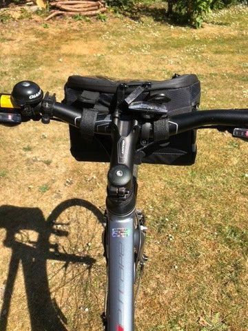 BTR handlebar bike phone bag older side view on bicycle