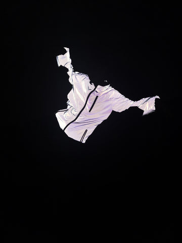 BTR reflective cycling and running high vis jacket being worn in the dark