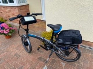 BTR bike handlebar phone bag and rear rack pacnnier bag on bicycle