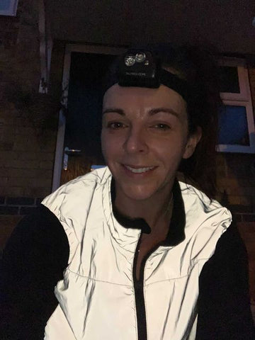 Reflective gilet, the BE Totally Reflective from BTR worn by Catherine, a customer photo