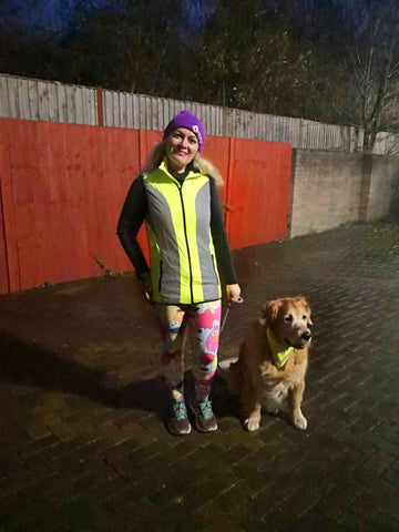 Claire our Instagram Ambassador wearing BTR high vis clothing and reflective gear 