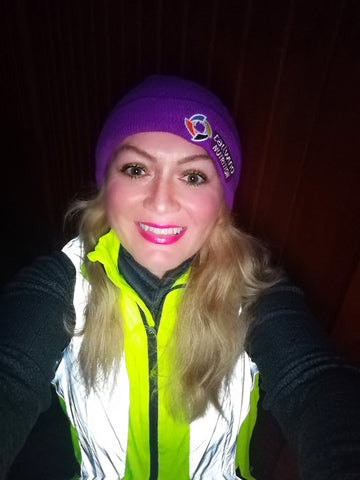 Claire our Instagram Ambassador wearing BTR high vis clothing and reflective gear 