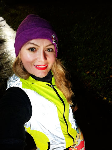 Claire our Instagram Ambassador wearing BTR high vis clothing and reflective gear 