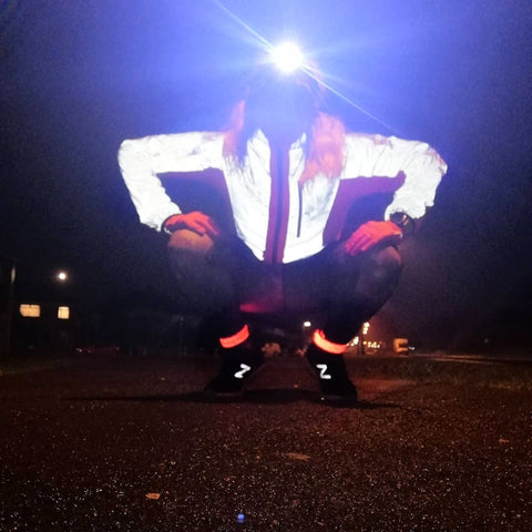 Claire our Instagram Ambassador wearing BTR high vis clothing and reflective gear 
