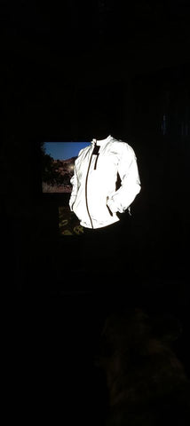 Eddie wearing BTR Be Totally Reflective jacket bright reflect - customer photo