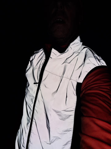 Ian our customer wearing our Be Totally Reflective 3Pocket Gilet - BTR Sports