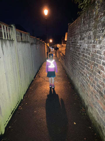 Kids pink  sash reflective for safety  - high vis be safe be seen from BTR