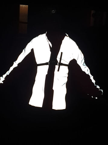 Mark wearing our high vis and reflective jacket in the dark ! high vis be seen
