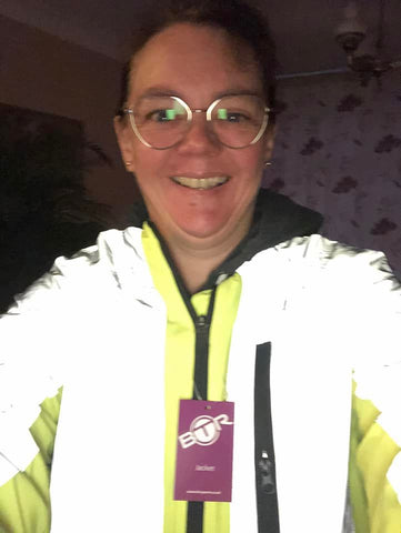 Our customer Sian wearing the yellow ladies high vis and reflective jacket